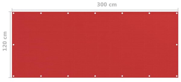 Piros HDPE erkélytakaró 120 x 300 cm