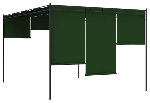 VidaXL Pavilon 4 x 3 x 2,3 m Zöld Poliészter és acél
