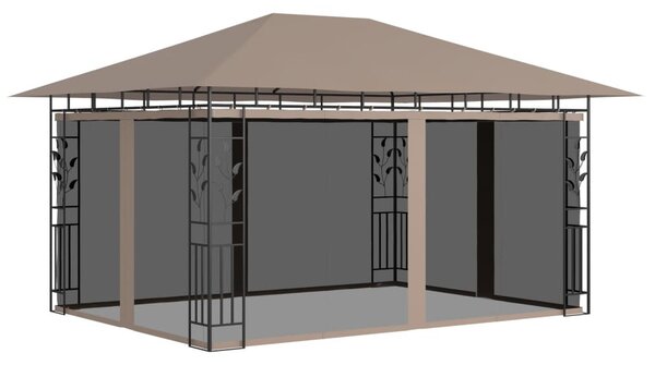 Tópszínű pavilon szúnyoghálóval 4 x 3 x 2,73 m 180 g/m²