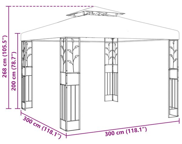 VidaXL Pavilon 3 x 3 x 2,68 m Zöld Poliészter és acél