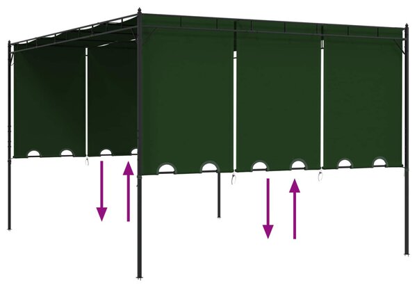 VidaXL Pavilon 4 x 3 x 2,3 m Zöld Poliészter és acél