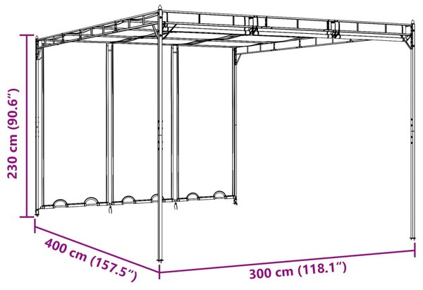VidaXL Pavilon 4 x 3 x 2,3 m Zöld Poliészter és acél