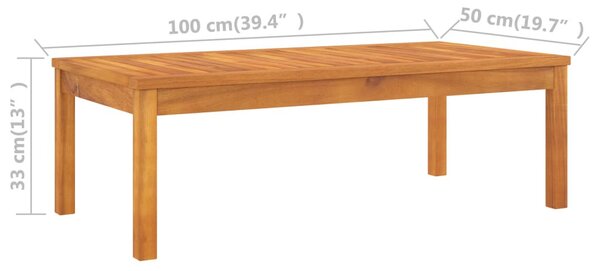Tömör akácfa dohányzóasztal 100 x 50 x 33 cm
