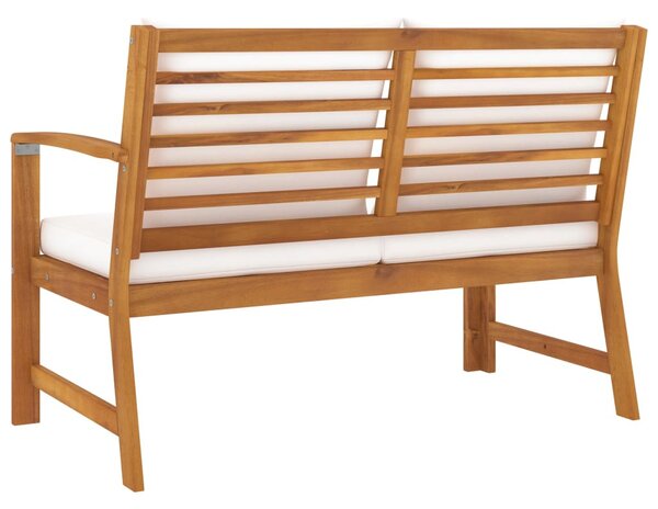 Tömör akácfa kerti pad krémszínű párnával 114,5 cm