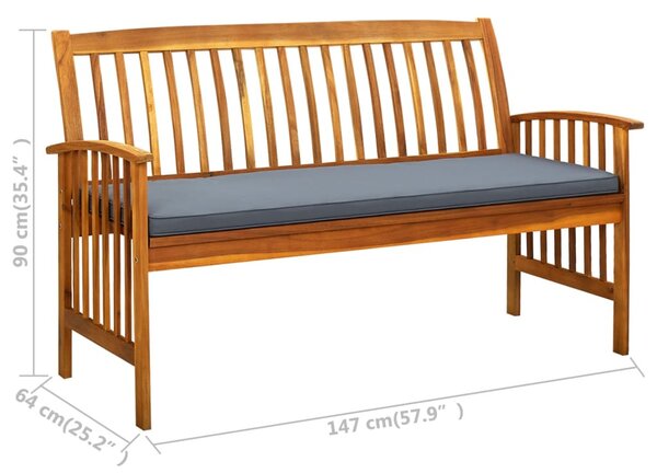 Tömör akácfa kerti pad párnával 147 cm