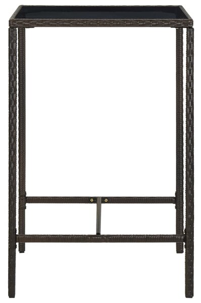 Barna polyrattan és üveg kerti bárasztal 70 x 70 x 110 cm