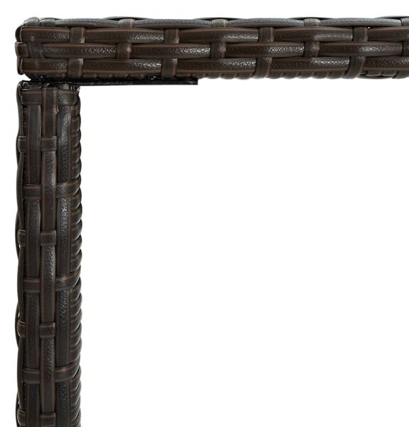 Barna polyrattan és üveg kerti bárasztal 70 x 70 x 110 cm