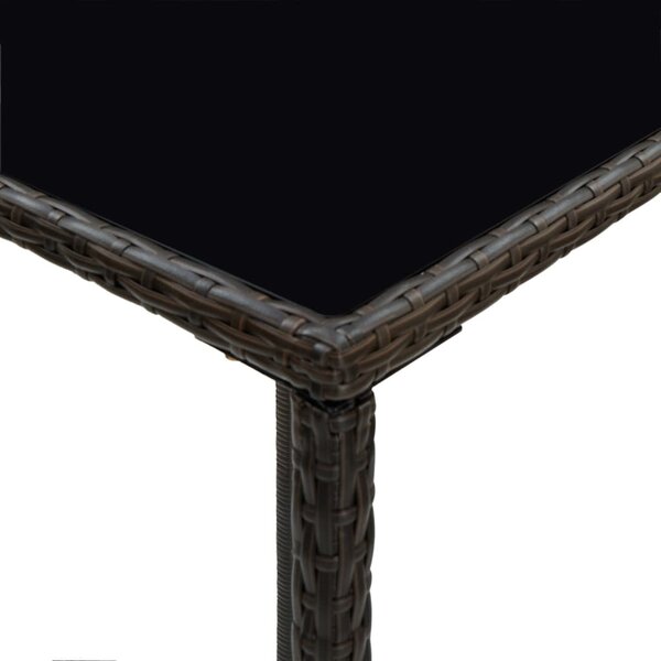 Barna polyrattan és üveg kerti bárasztal 70 x 70 x 110 cm
