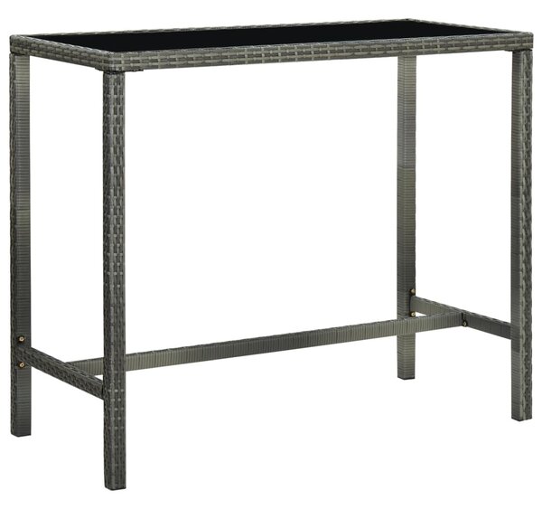 Szürke polyrattan és üveg kerti bárasztal 130 x 60 x 110 cm