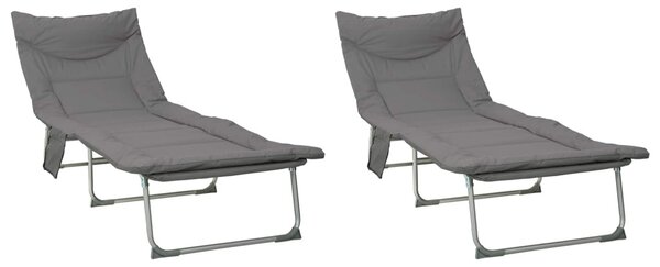 VidaXL Összecsukható napozóágy párnával 2 pcs Antracitszürke