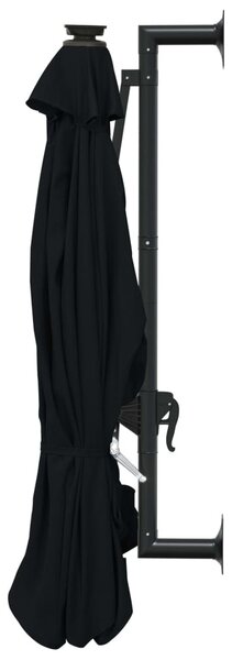 Fekete fali napernyő LED-ekkel és fémrúddal 300 cm