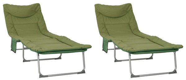VidaXL Összecsukható napozóágy párnával 2 pcs Sötétzöld