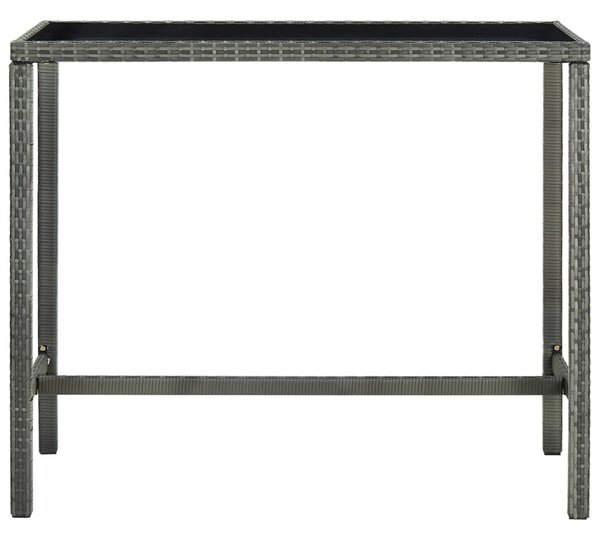 Szürke polyrattan és üveg kerti bárasztal 130 x 60 x 110 cm