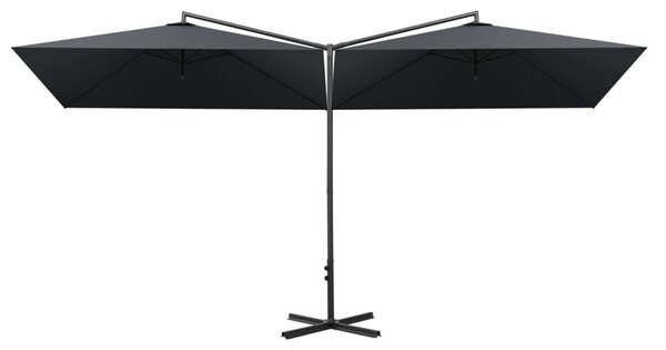 Antracitszürke dupla napernyő acélrúddal 600 x 300 cm