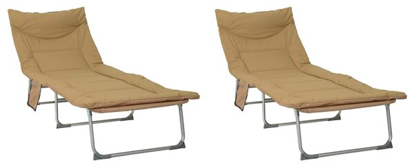 VidaXL Összecsukható napozóágy párnával 2 pcs Bézs