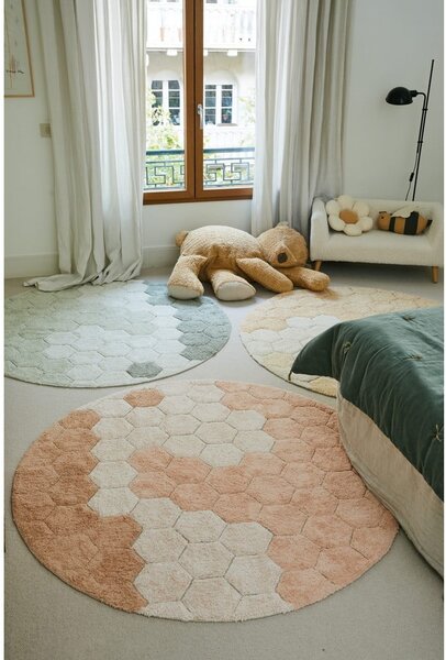 Világoszöld mosható kézi szövésű pamut kerek szőnyeg ø 140 cm Honeycomb Blue Sage – Lorena Canals