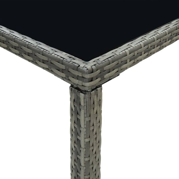 Szürke polyrattan és üveg kerti bárasztal 130 x 60 x 110 cm