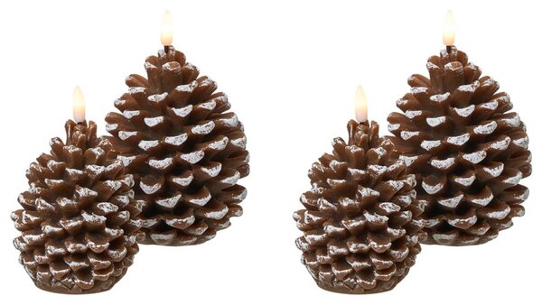 Négydarabos LED gyertya IVRESSE Fenyőtoboz 15/12 cm Barna