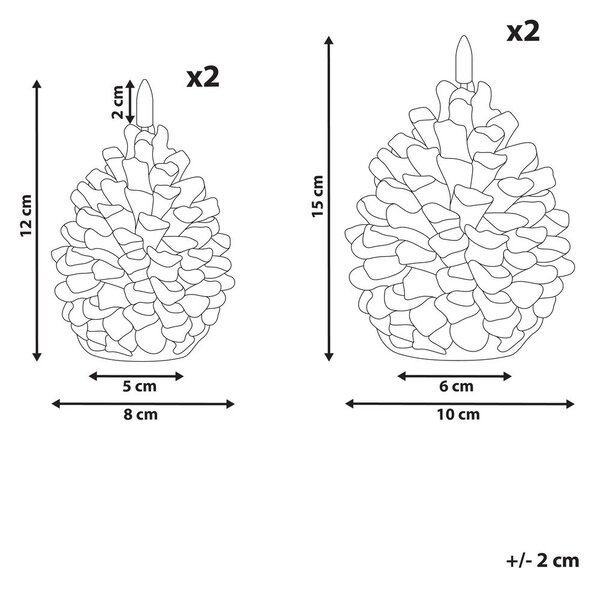 Négydarabos LED gyertya IVRESSE Fenyőtoboz 15/12 cm Barna