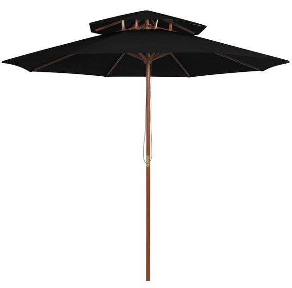 Fekete kétszintes napernyő farúddal 270 cm