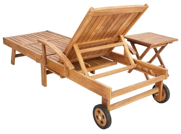 VidaXL Napozóágy asztallal 2 pcs Barna 40 x 40 x 40 cm Tömör Teakfa