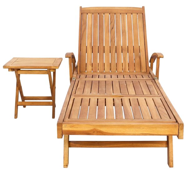 VidaXL Napozóágy asztallal 2 pcs Barna 40 x 40 x 40 cm Tömör Teakfa