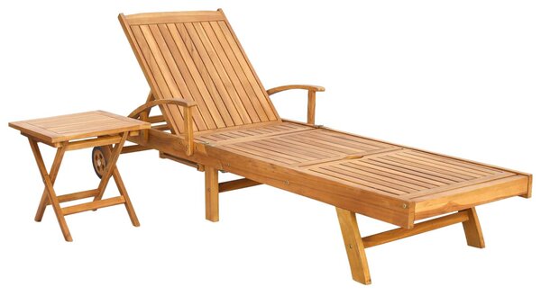 VidaXL Napozóágy asztallal 2 pcs Barna 40 x 40 x 40 cm Tömör Teakfa