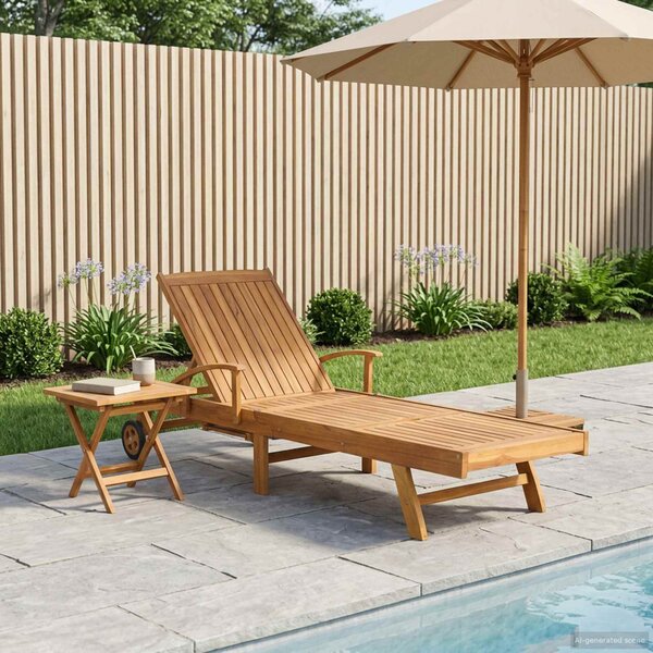 VidaXL Napozóágy asztallal 2 pcs Barna 40 x 40 x 40 cm Tömör Teakfa