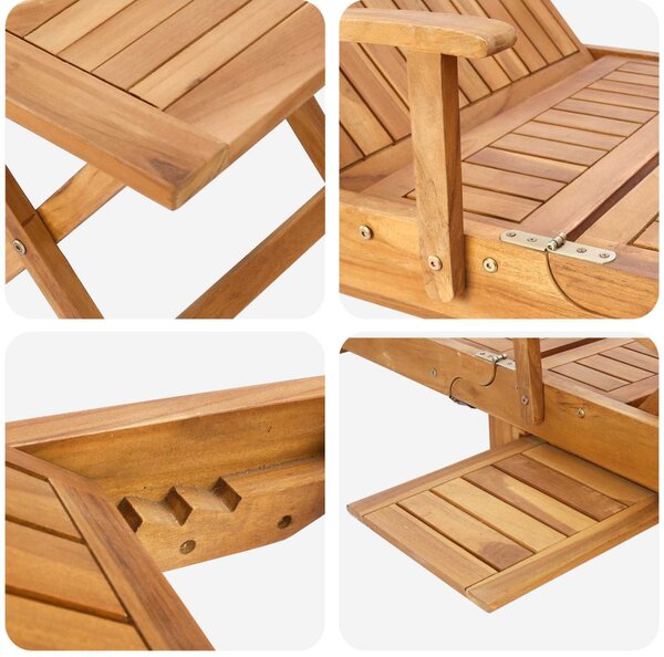 VidaXL Napozóágy asztallal 2 pcs Barna 40 x 40 x 40 cm Tömör Teakfa