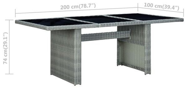Sötétszürke polyrattan és edzett üveg kerti asztal