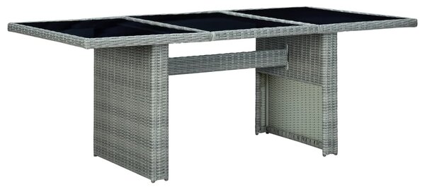 Sötétszürke polyrattan és edzett üveg kerti asztal