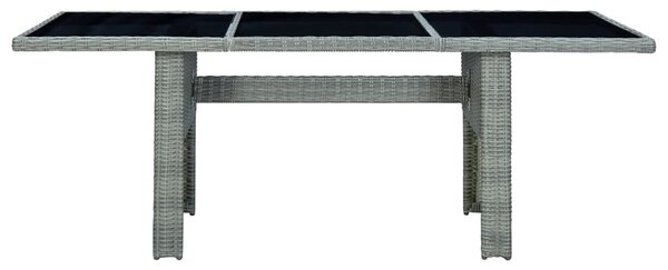 Sötétszürke polyrattan és edzett üveg kerti asztal