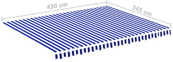 Kék és fehér csere napellenző ponyva 4,5 x 3,5 m