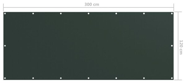 Sötétzöld oxford-szövet erkélyparaván 120 x 300 cm