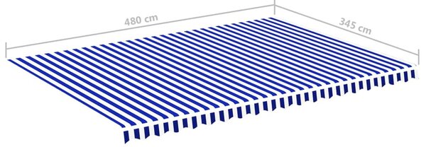Kék és fehér csere napellenző ponyva 5 x 3,5 m
