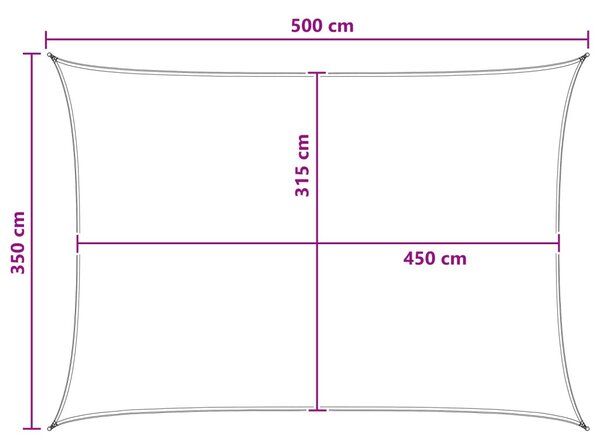 Napernyő Vászon Antracit és Fehér 3,5 x 5 m HDPE