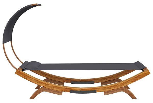 Kültéri antracit baldachinos hajlított fa nyugágy 100x200x126cm