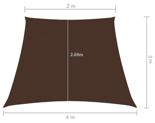 Barna trapéz alakú oxford-szövet napvitorla 2/4 x 3 m