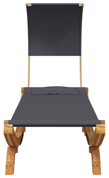 Kültéri antracit baldachinos hajlított fa nyugágy 100x200x126cm