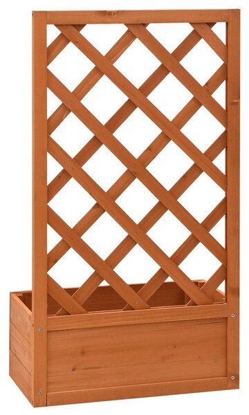 Narancssárga tömör fenyőfa rácsos kerti ültetőláda 50x25x90 cm