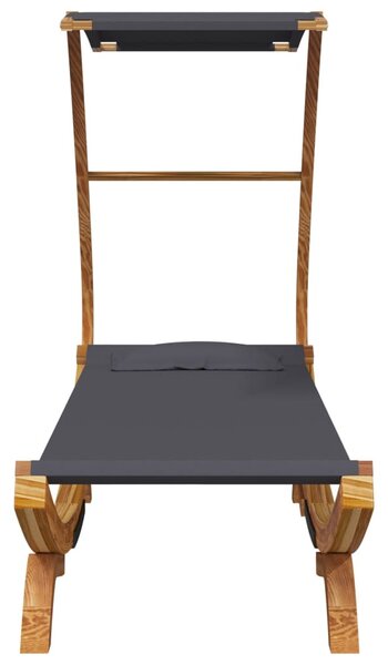 Kültéri antracit baldachinos hajlított fa nyugágy 100x190x134cm