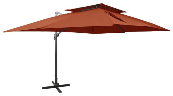 Dupla tetejű terrakotta konzolos kerti napernyő 400 x 300 cm