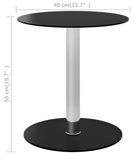 Fekete edzett üveg dohányzóasztal 40 cm