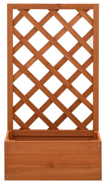 Narancssárga tömör fenyőfa rácsos kerti ültetőláda 50x25x90 cm