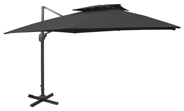 Fekete dupla tetejű konzolos napernyő 300 x 300 cm