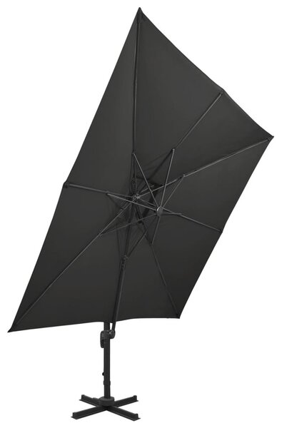 Fekete dupla tetejű konzolos napernyő 300 x 300 cm