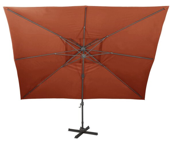 Dupla tetejű terrakotta konzolos kerti napernyő 400 x 300 cm