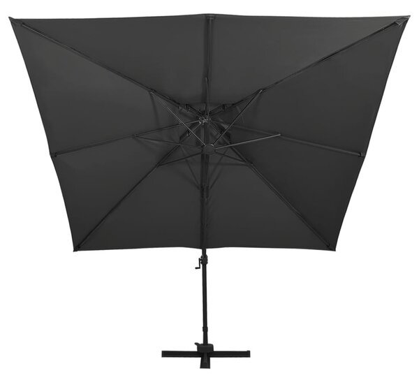 Fekete dupla tetejű konzolos napernyő 300 x 300 cm