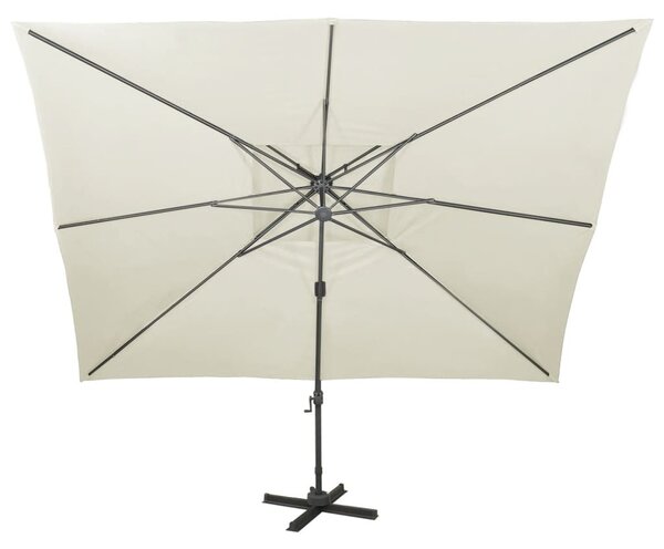 Konzolos kerti napernyő dupla tetejű homokszínű anyagból 400 x 300 cm