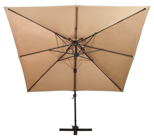 Dupla tetővel ellátott konzolos kerti napernyő 300 x 300 cm bézs